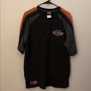 Harley-Davidson Men's Black, Gray, and Orange Tee